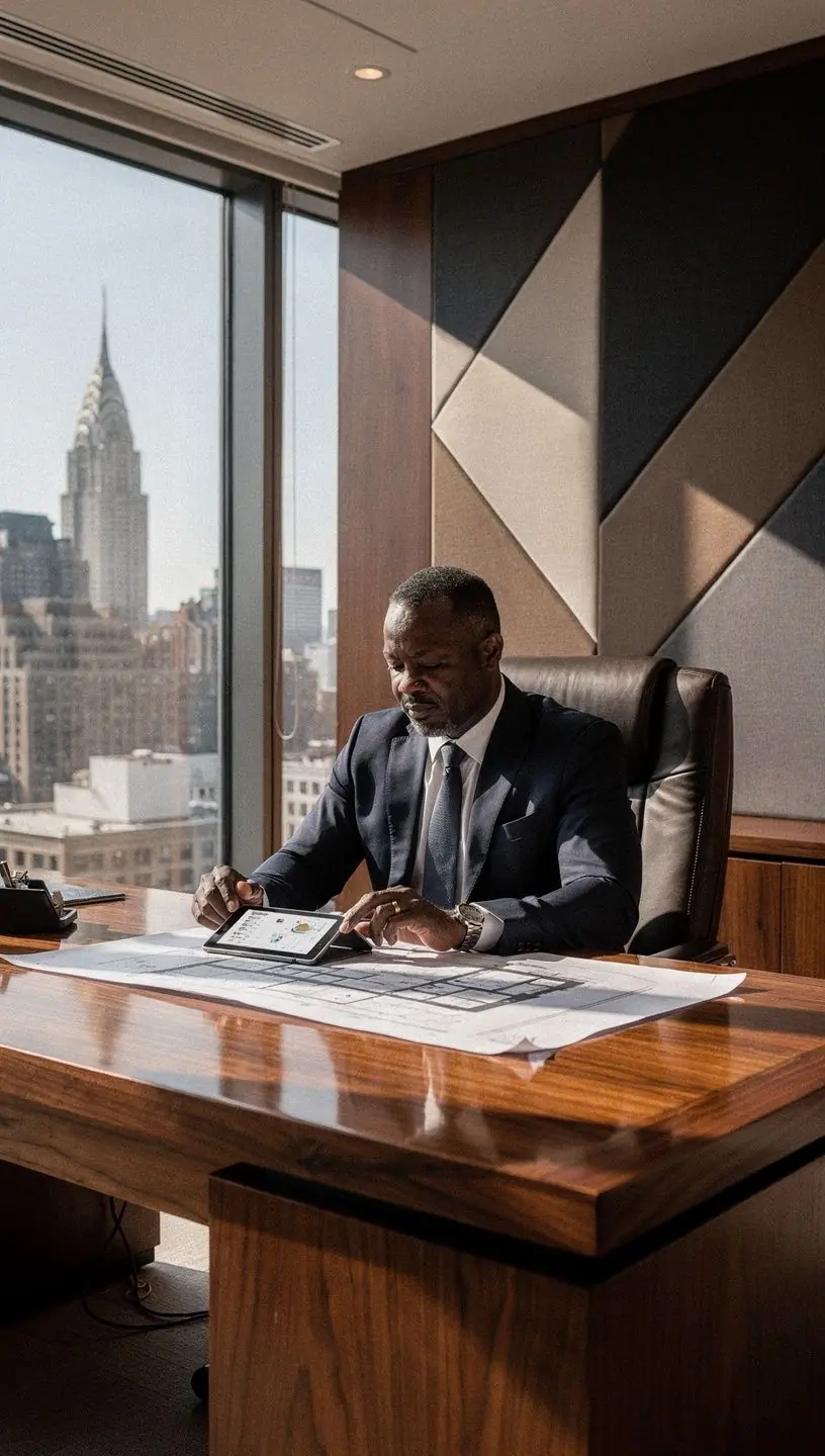 Estetyczne biuro z jasnym oświetleniem i przyjaznym dla oka wystrojem.